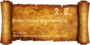 Kubritzky Barnabás névjegykártya